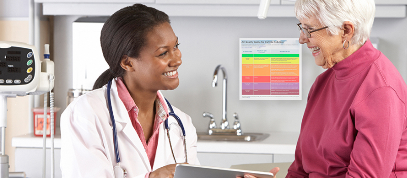 Doctor explaining air quality health effects